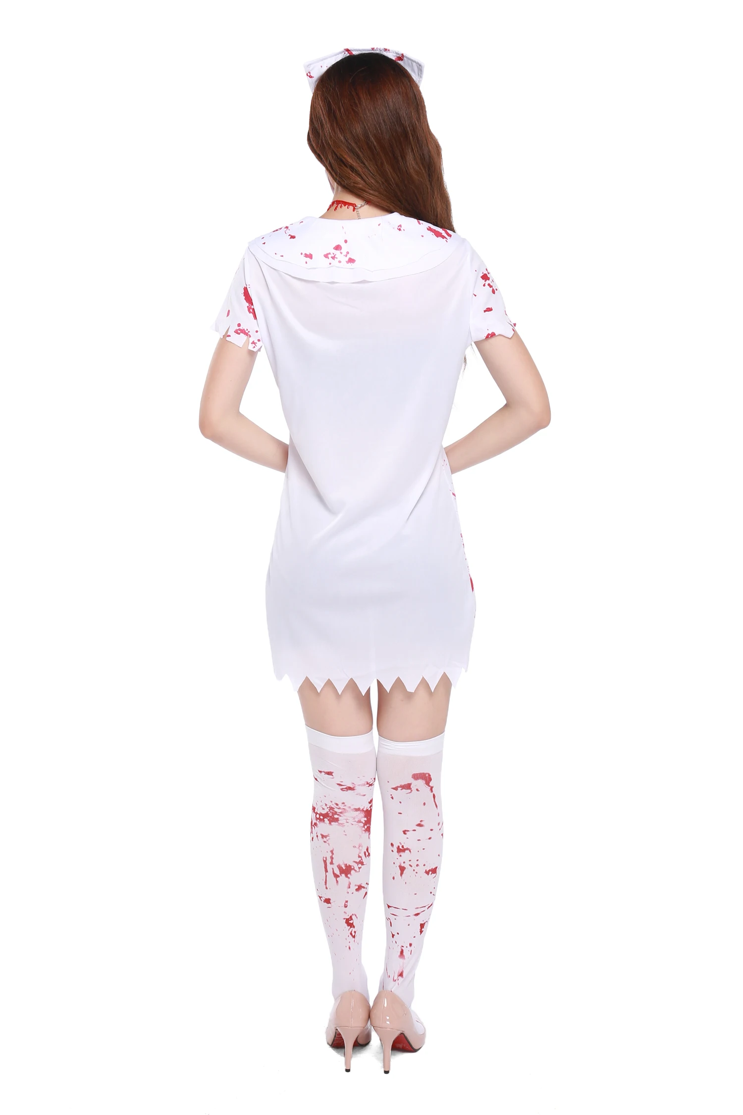 Volwassen Dames Horror Zombie Vrouwen Sexy Halloween Bloedige Verpleegster Cosplay Kostuum