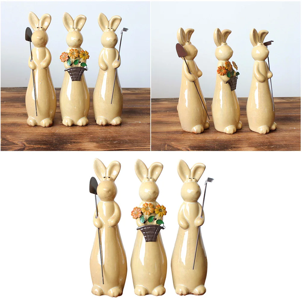 

Ceramic Bunny Rabbit Easter Decor Figurine Gifts Handicraft Ornament Christmas Decoration