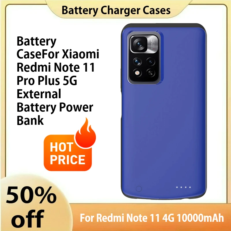 

Battery CaseFor Xiaomi Redmi Note 11 Pro Plus 5G External Battery Power Bank Cover For Redmi Note 11 4G Powerbank Case 10000mAh