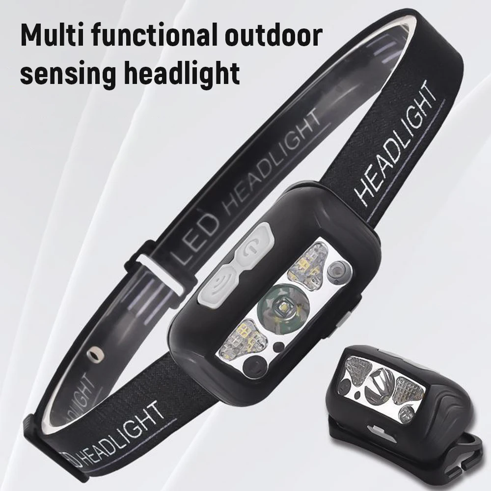 LED Sensor Headlamp Built-in Battery USB Rechargeable Head Flashlight Headlight LED Head Torch Camping Fishing Search Light