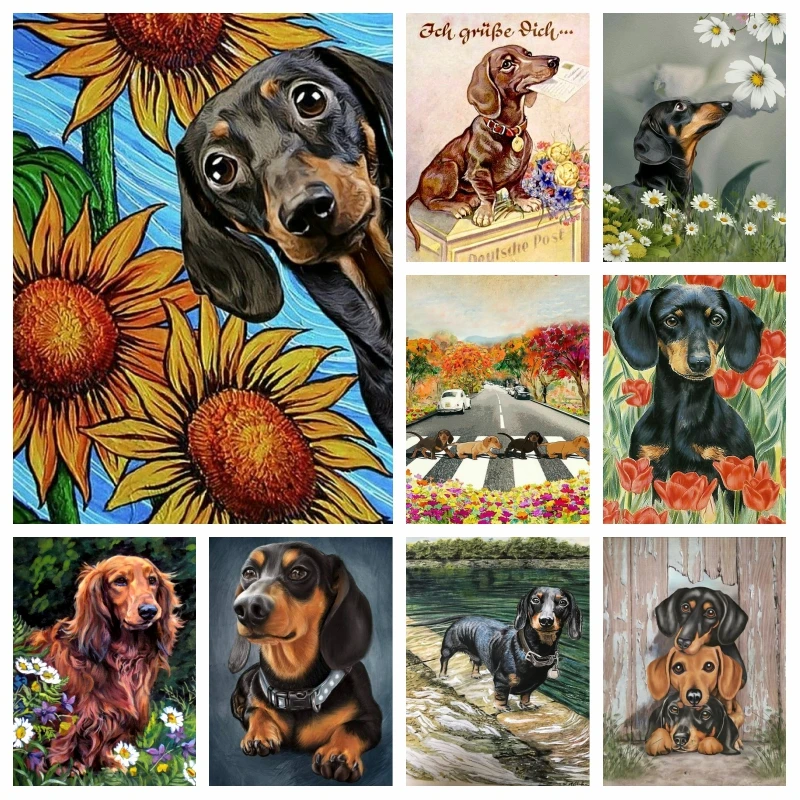 

Diy 5d Hard Hair Dachshund Diamond Painting AB Drills Cute Dog Animal Art Mosaic Cross Stitch Puppy Pattern Room Decor