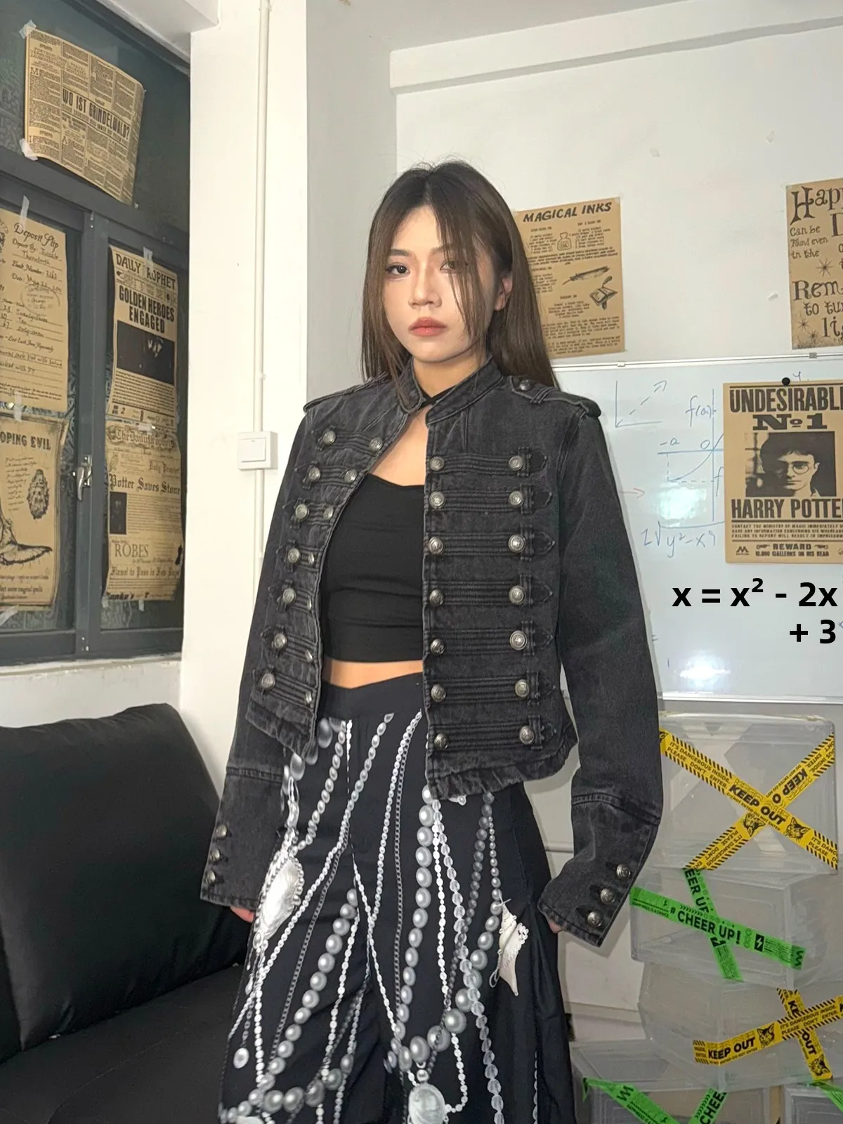 

Street Sle ort Waed Denim Jaet Women's Heavyweight Double Buttoned Coat Floral Xiao Daodao Autumn 2025 Faion Top