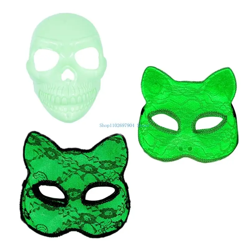 

N7YF Lace Masquerade Mask Lights in Night Half Face Mask Venetians Mask Party Mask Night Lights Cats Mask for Halloween Party
