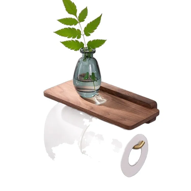 

Toilet paper rack, toilet paper rack, toilet tissue rack Black walnut can be nail-free and can be punched