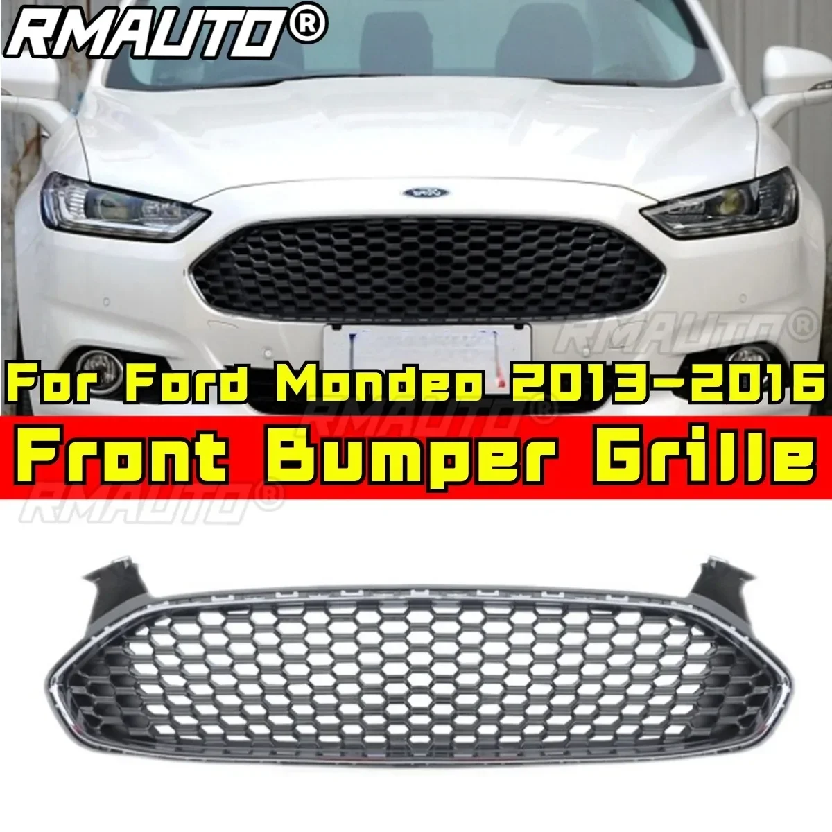 Bemper Grill mobil, untuk Ford Mondeo 2013-2016, bemper depan mobil balap, Kit ABS plastik, Grille Bumper depan, Aksesori Mobil