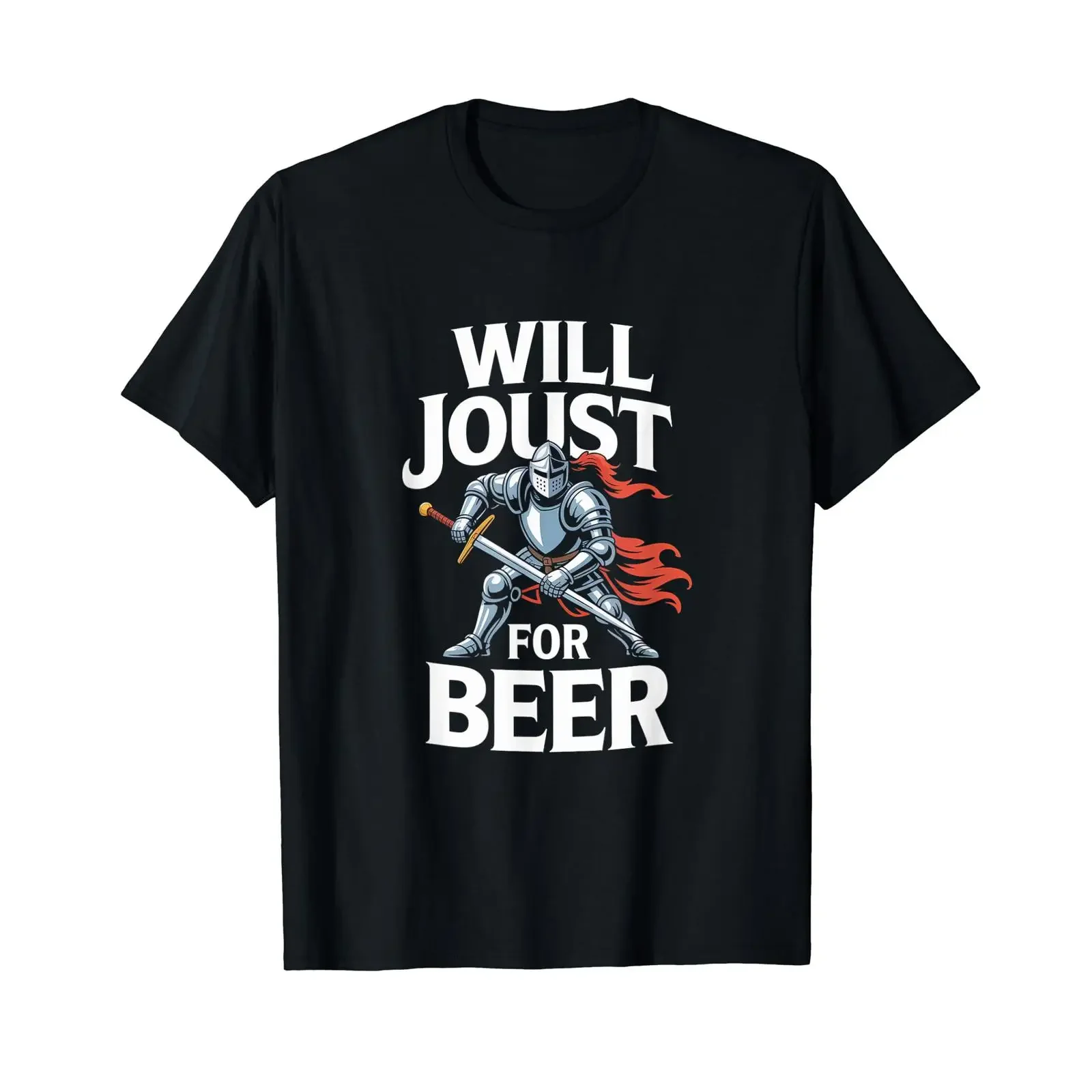 Will Joust for Beer Knight humorvolles Design Preisgünstiges Grafik T Shirt vintage Washed Breathable Casual graphic