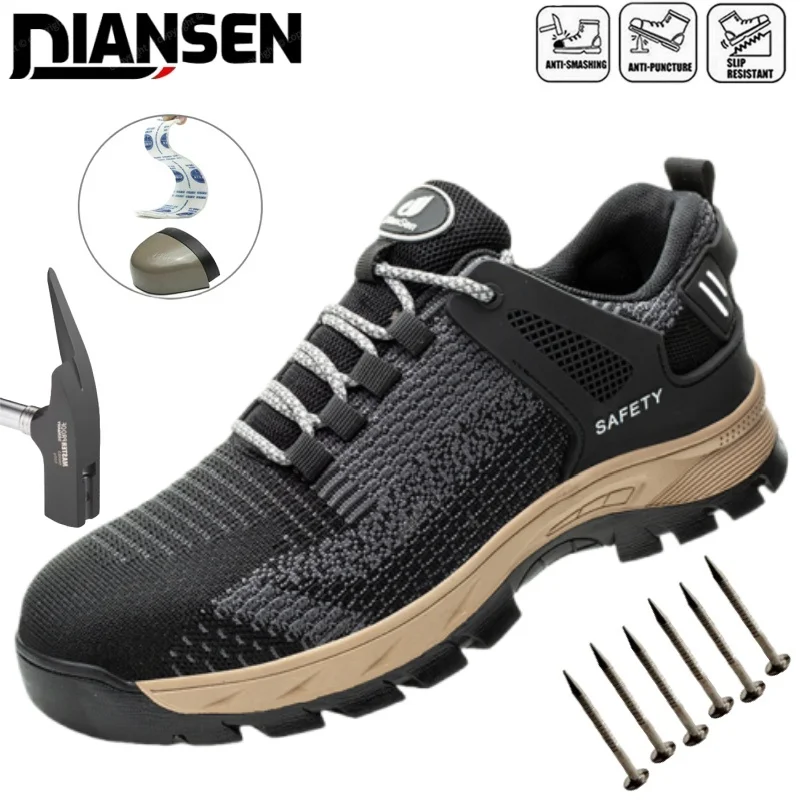 

Warehouse Men Safety Shoes Steel Toe Cap Work Shoes Men Protective Shoes Anti-smash Anti-puncture Indestructible Sneakers