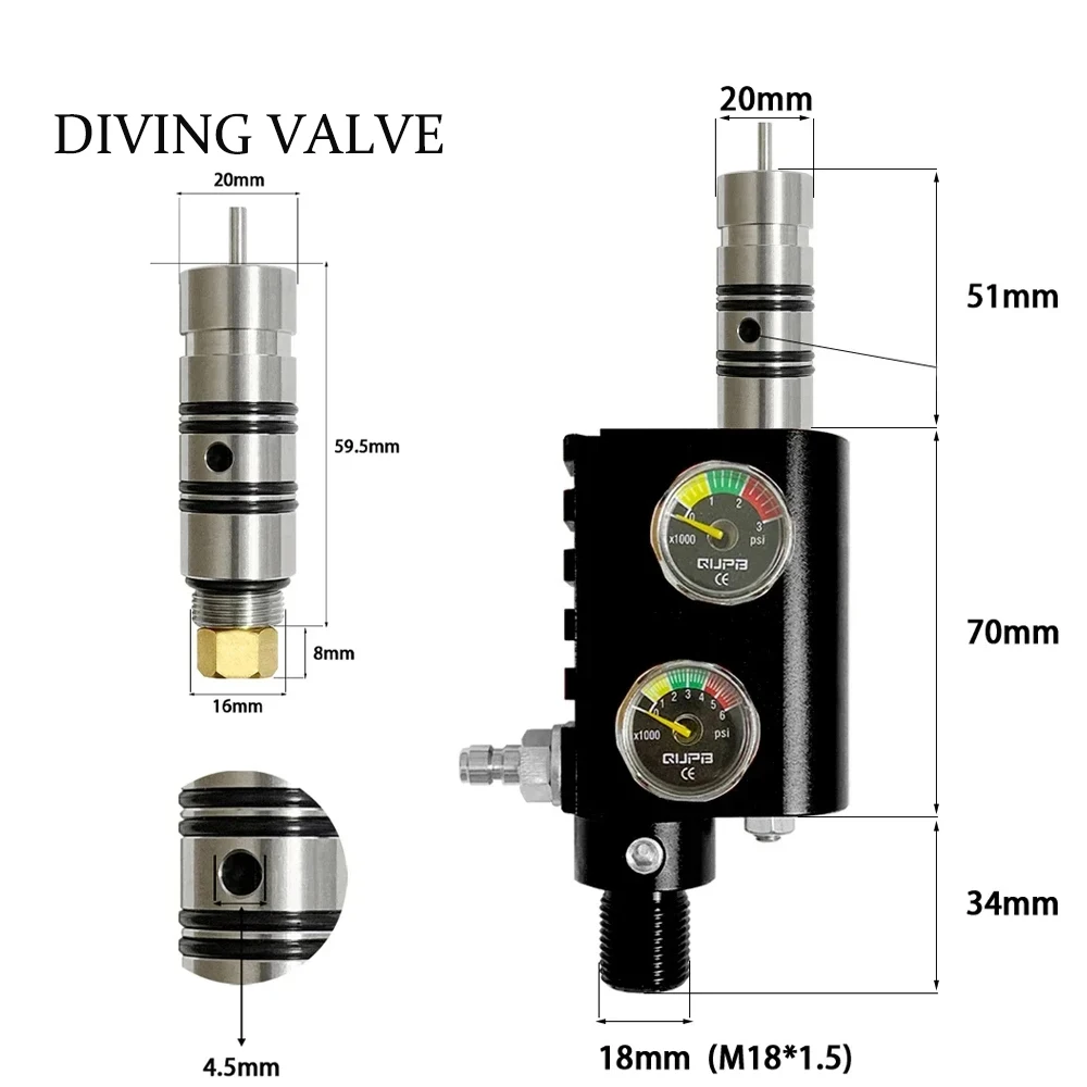 

Regulator Diving Adjustable Z Valve Constant Pressure Valve Diving Gear Regulating Input 3000Psi Bcd Scuba M18*1.5