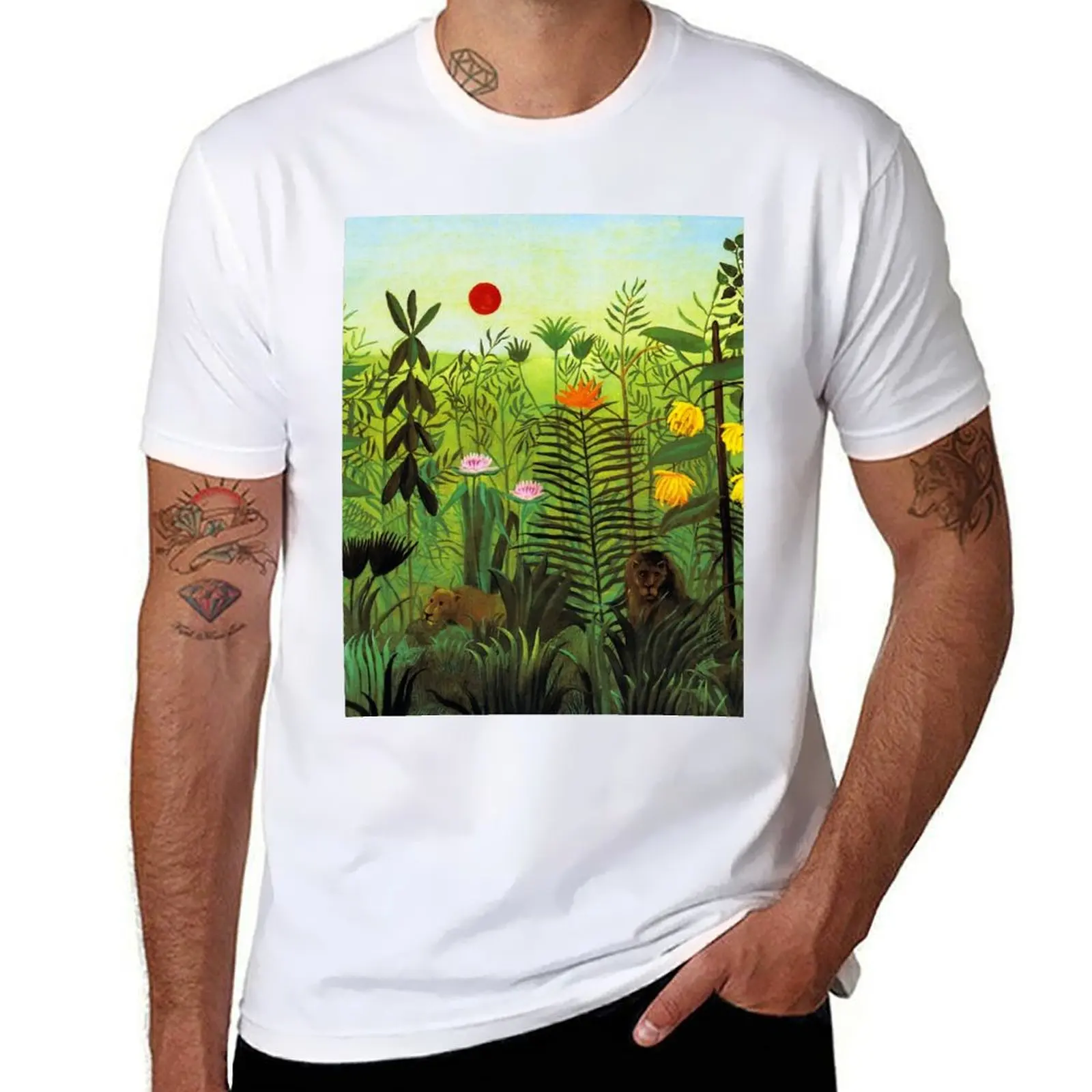 

Henri Rousseau Exotic Landscape with Lion and Lioness in Africa, 1903-1910 T-Shirt