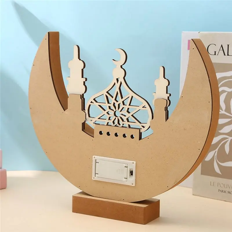 القمر LED ضوء الحلي ديكورات المنزل حفلة سطح المكتب الحرف الخشبية زينة الشرق الأوسط-B09B