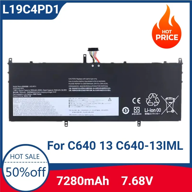 

New L19C4PD1 Laptop Battery 7.68V/7280mAh L19D4PD1 L19M4PD1 L19L4PD1 5B10U65274 5B10U65275 SB10W67395 For C640 13 C640-13IML