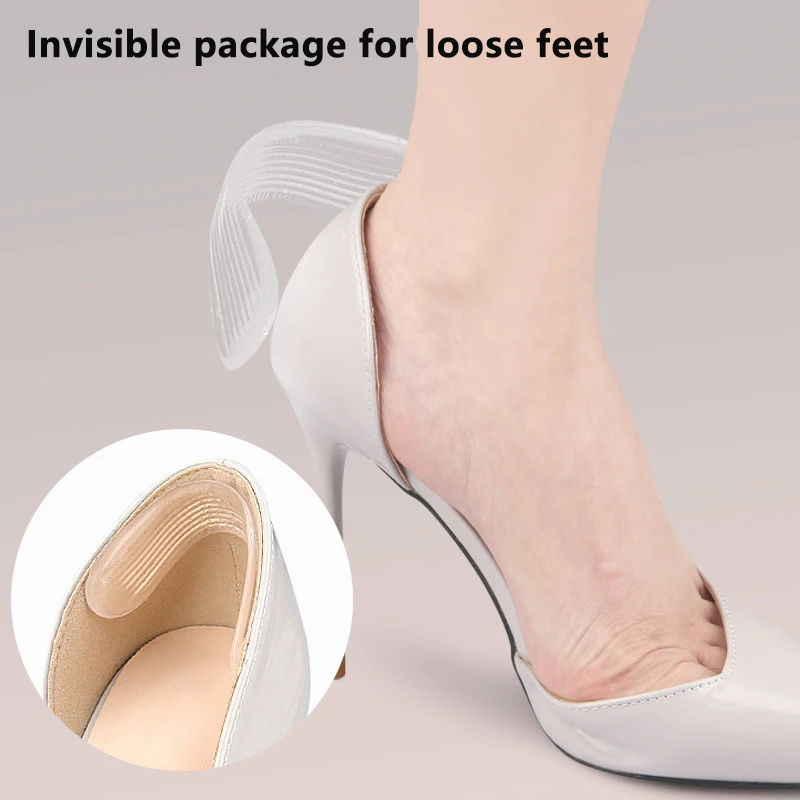 1 paire de autocollants de protection de talons hauts en Gel pour femmes, coussin de talon, soins des pieds, coussinets de chaussures antidérapants pour semelles intérieures de taille réglable
