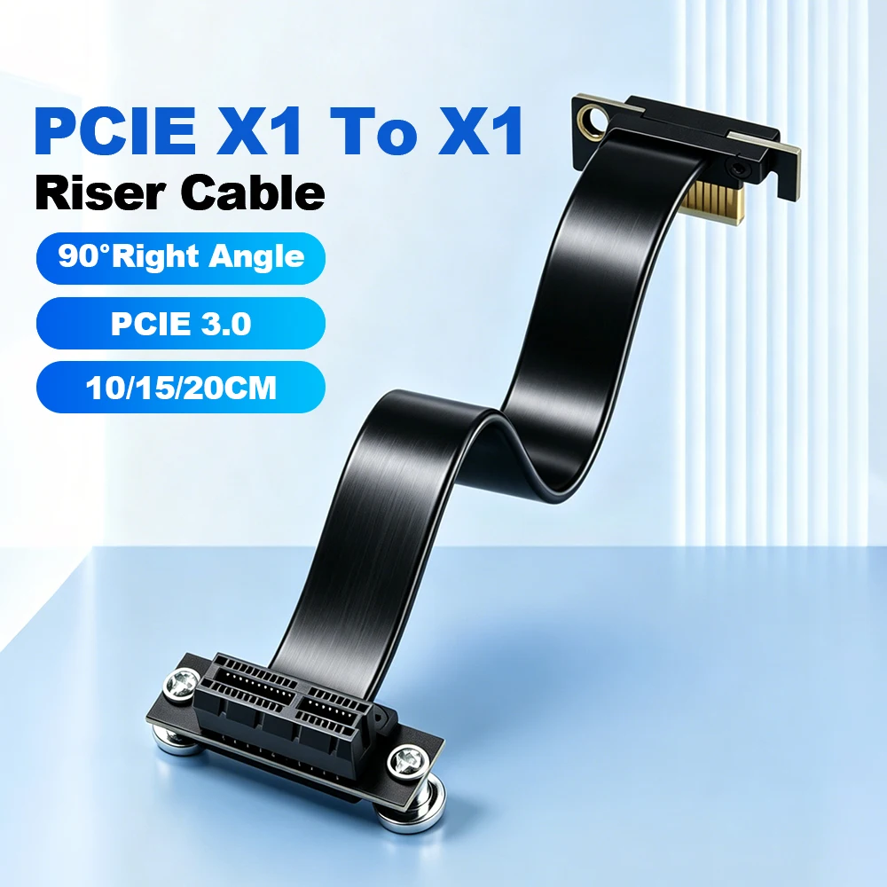PCIE 3.0 X1 Riser Cable 90Right Angle PCI Express X1 To X1 Extension Cable Cord for PCIe WiFi Adapter Ethernet Card Slot