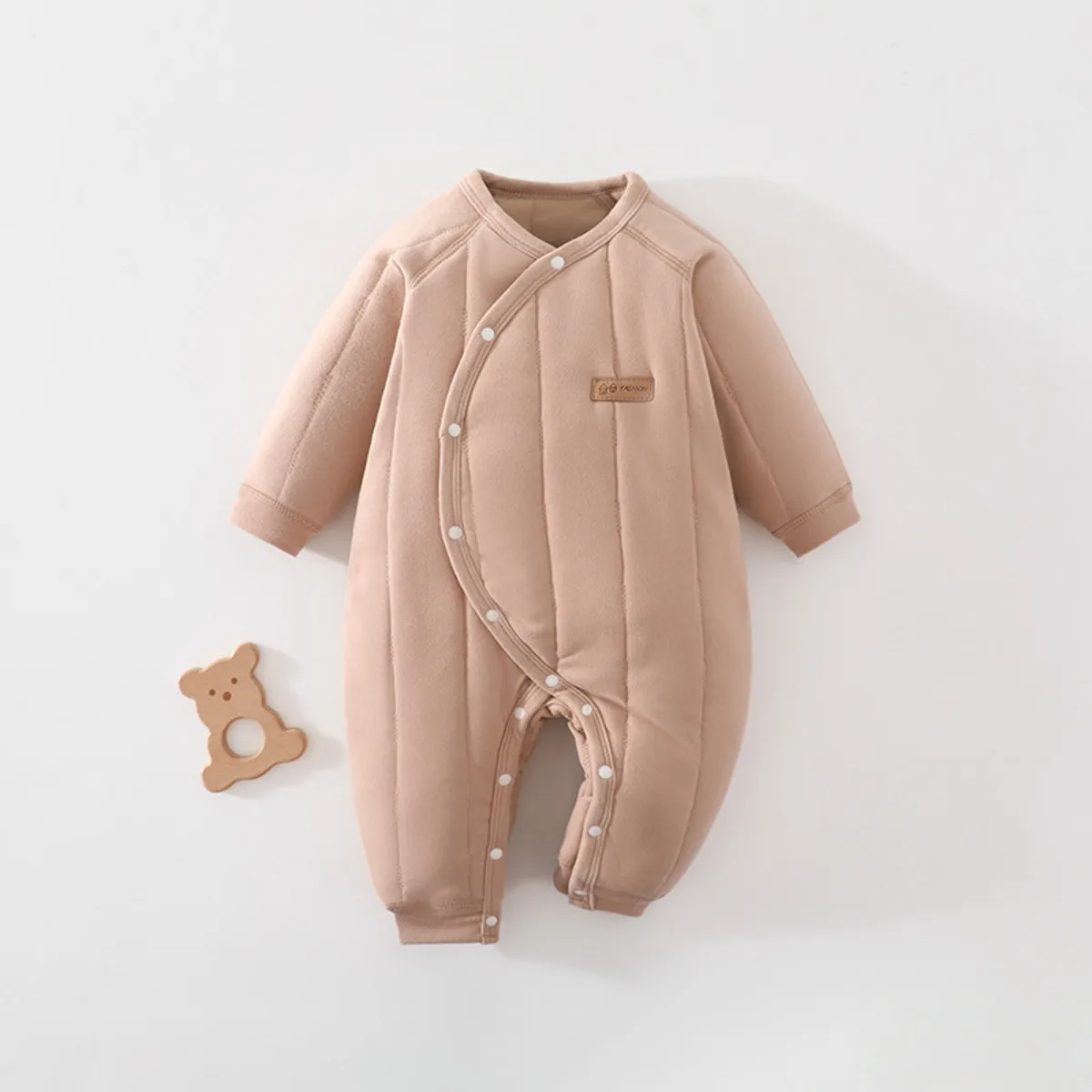 Side Snaps Baby Romper Long Sleeve Quilted Onesie Thermal Soft Infant Toddler Clothes for Boys Girls 6-18 Months Autumn Winter