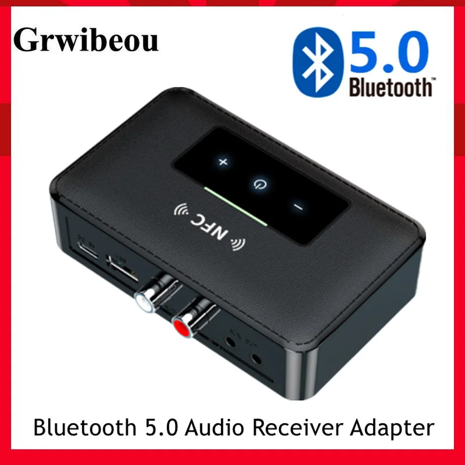 Grwibeou Bluetooth 5.0 Audio Receiver Adapter 3.5mm RCA AUX Output Wireless Bluetooth Aux Stereo Receptor For Amplifier Speaker