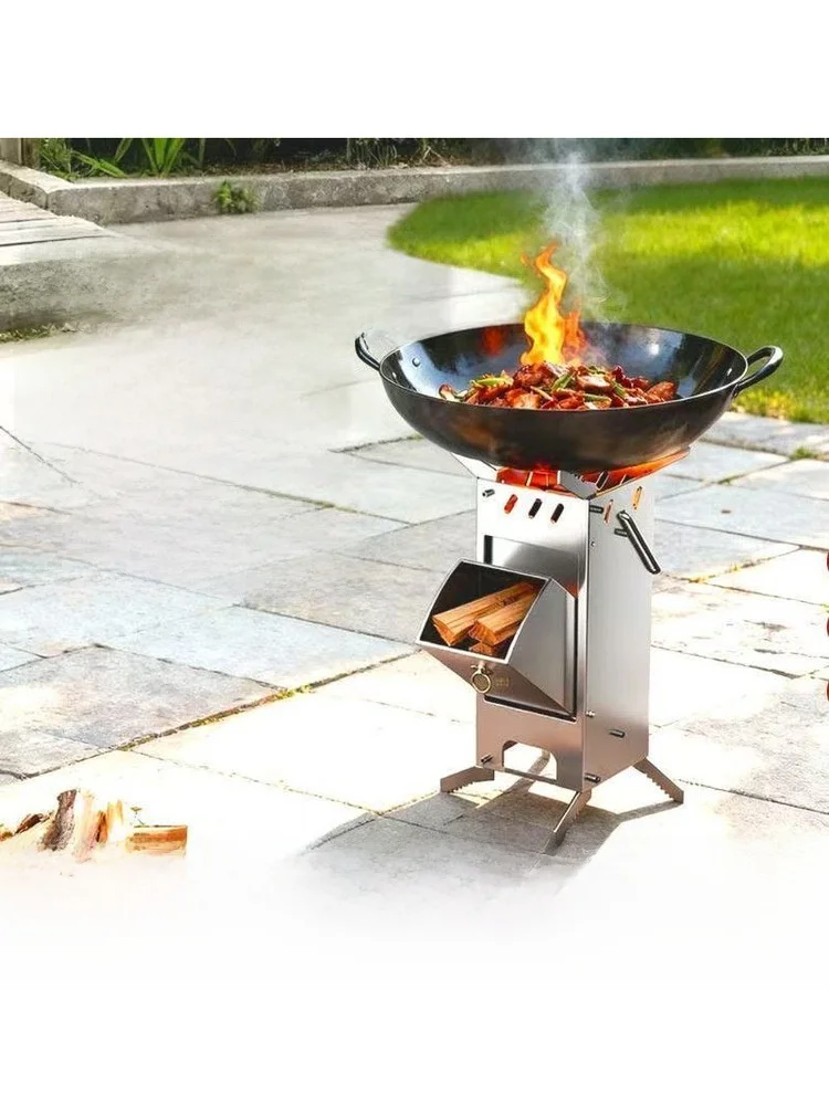 ポータブル屋外キャンプストーブ新型小型無煙ストーブロケットストーブbbqグリル調理器具ハイキング用