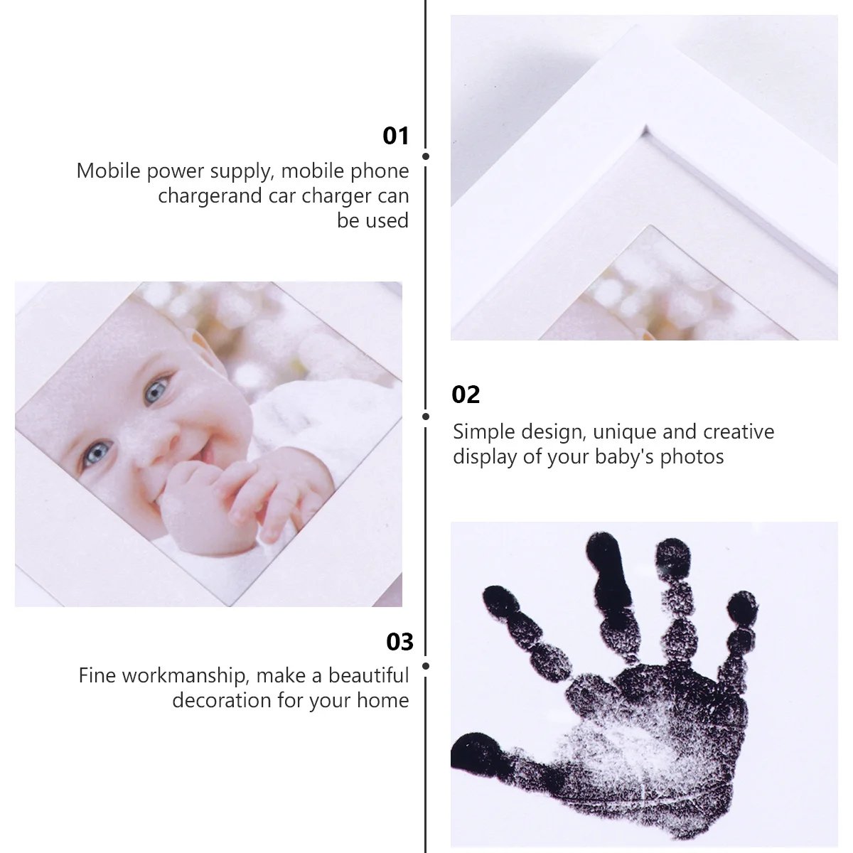 

Handprint Footprint Photo Frame Durable Plastic Display Holder For Growth Record Creative Picture Frame Home Desktop
