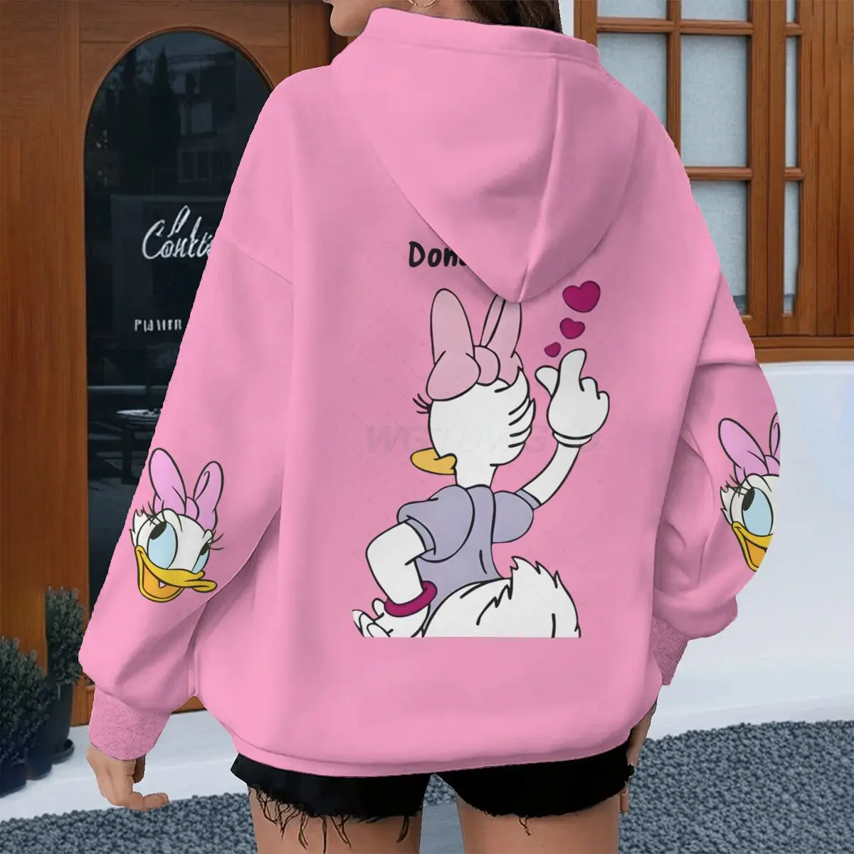 

Женская толстовка с капюшоном Daisy Duck, классический дизайн с персонажами, с карманом, весна-осень, с длинными рукавами, уличная одежда для девочек-подростков, подарок