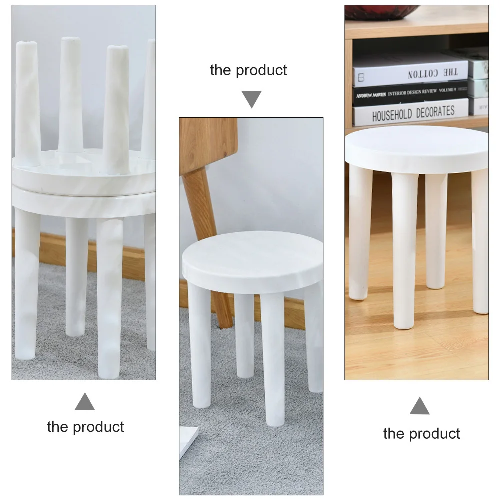 

1Pcs Plastic Low Stool White Sturdy Non-Slip Bathroom Kids Portable Step Stool Practical Kids Chair Plastic Low Chair