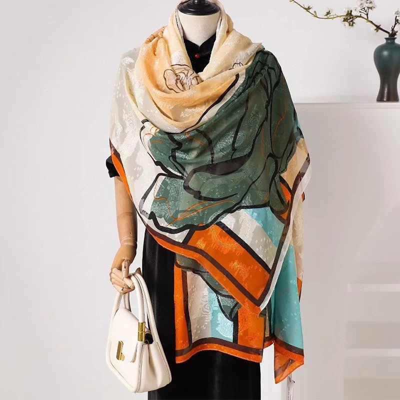 

Silk scarves women square scarves shawls and scarves Ladies dirty scarves elegant geometric scarves summer and autumn