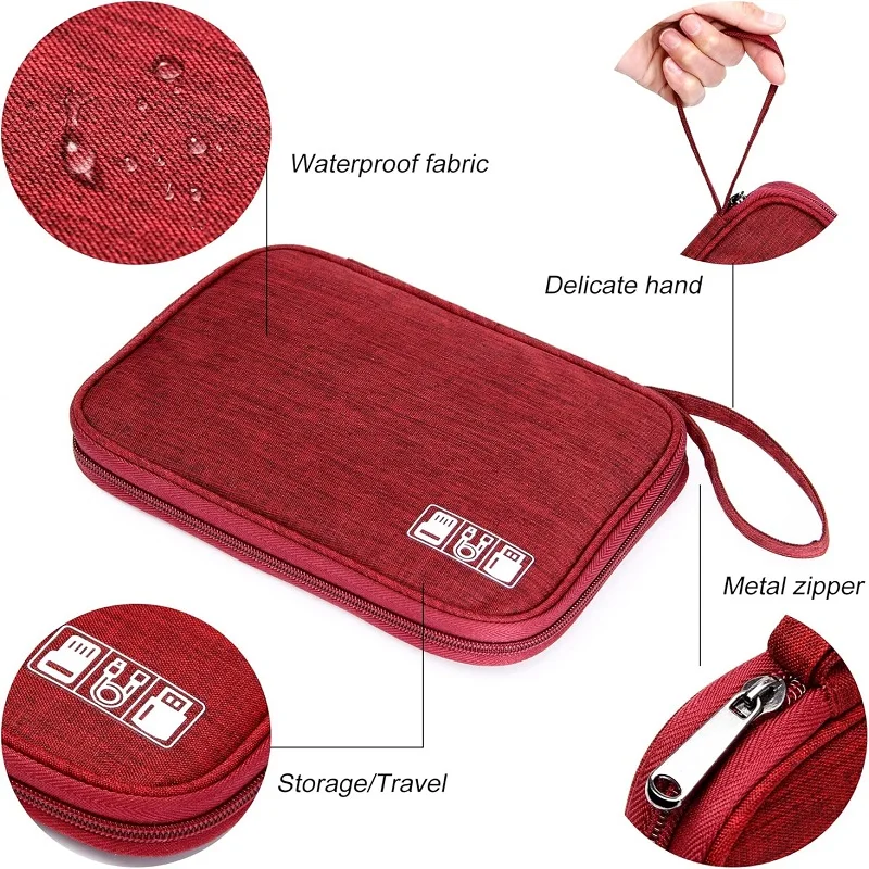 Elektronik-Organizer-Tasche, wasserdichte Reise-Tragetasche, universeller Kabel-Organizer, elektronische Aufbewahrungstasche, Zubehör – Detail 5