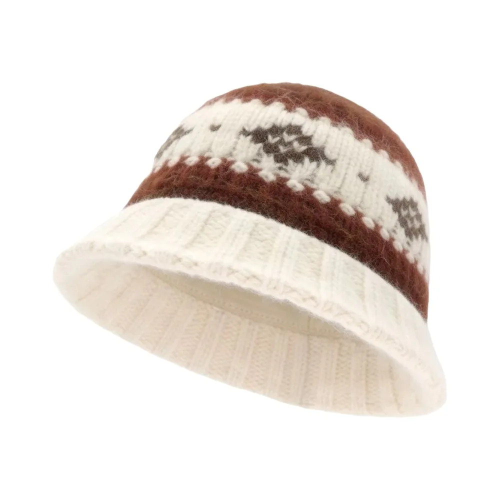 Fashion Warm Jacquard Knitted Hat Wool Korean Jacquard Pattern Beanies Cold-Proof Short Brim Knitted Fisherman Hat Autumn