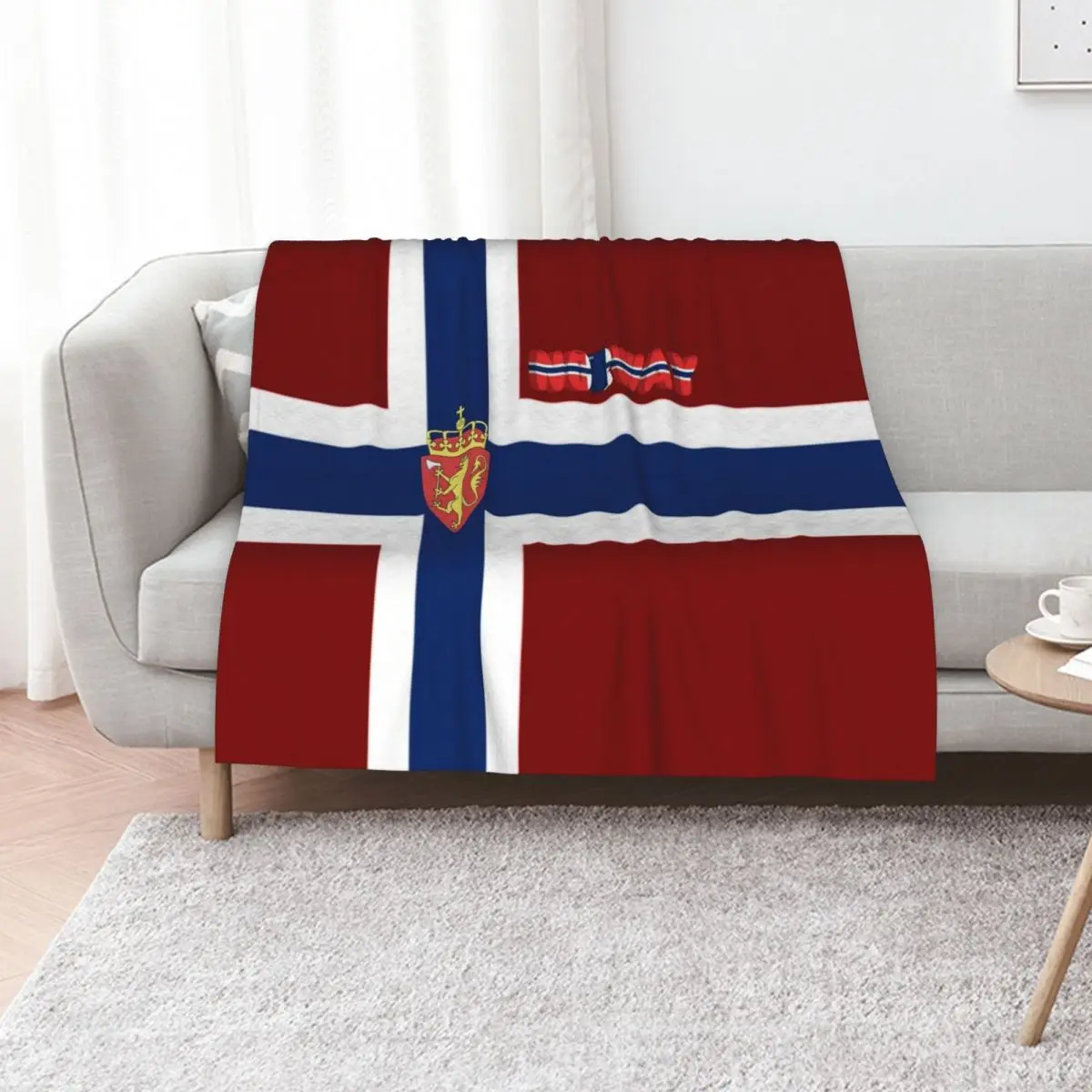 Norwegian flag with coat of arms Throw Blanket Comforter Decorative Sofa Warm Soft Plaid Sofa Quilt Plaid Blankets