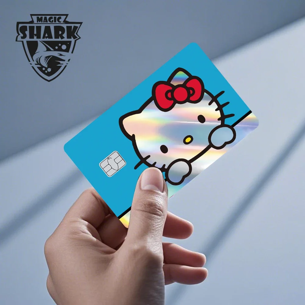 حار بيع مرحبا كيتي كورومي الثلاثية الأبعاد الليزر تسلق فيلم الجلد غطاء ملصق لبطاقة الائتمان بطاقة البنك