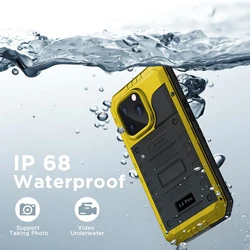 For iPhone 15 14 13 12 11 Pro Max XS XR 8 7 6 Plus SE3 IP68 Waterproof Rugged Metal Armor Case Shockproof Cover Screen Protector