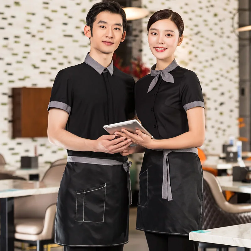 Ropa de trabajo de camarero de comedor para mujer, camisa de restaurante chino occidental, cajero, té con leche, cafetería, Hotel, escritorio frontal, Clothin