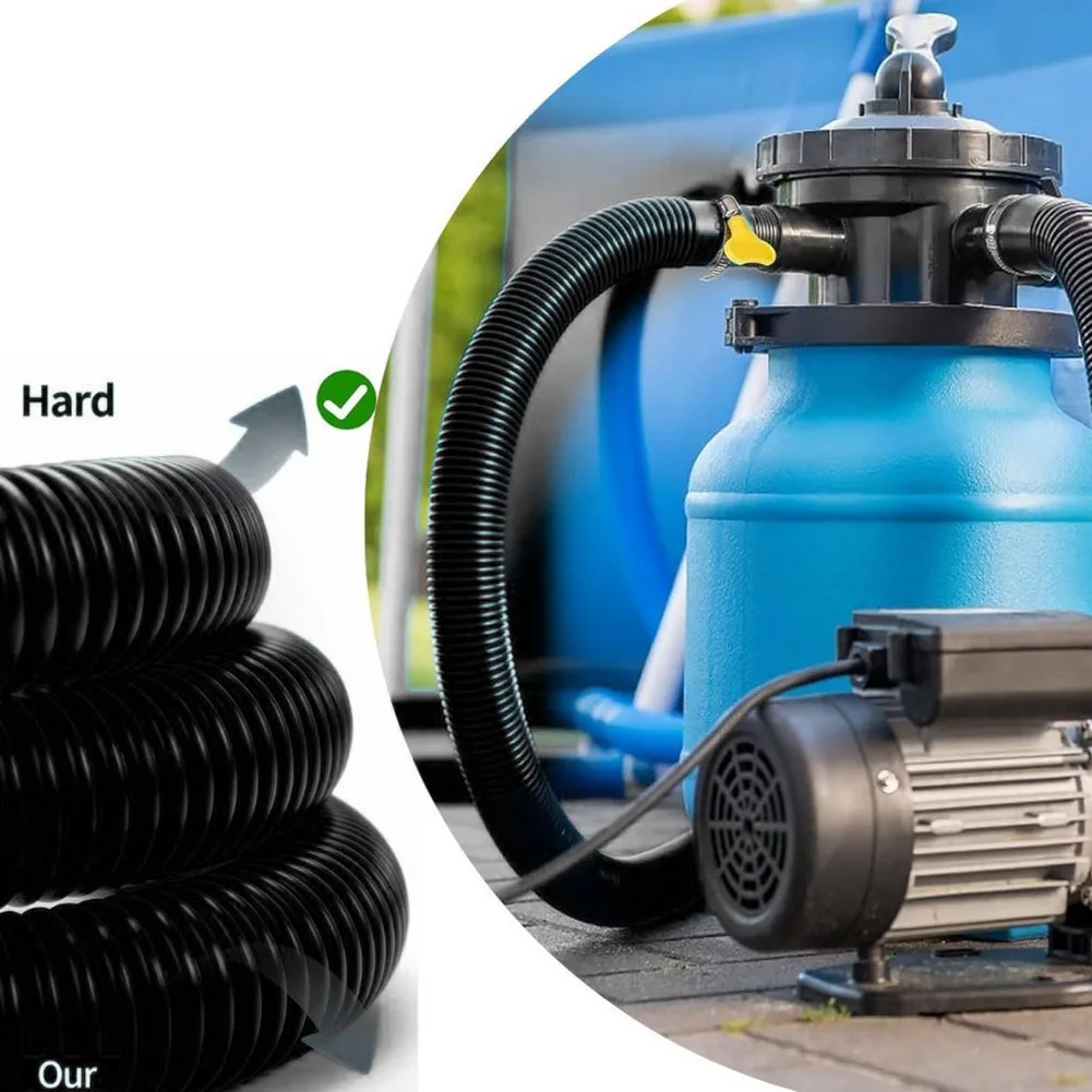 1m Pool Pump Hose  Black Pool Pump Hose 38mm Inner Diameter Replacement Filter Pipe For Sand Filter System Above Ground Swimming