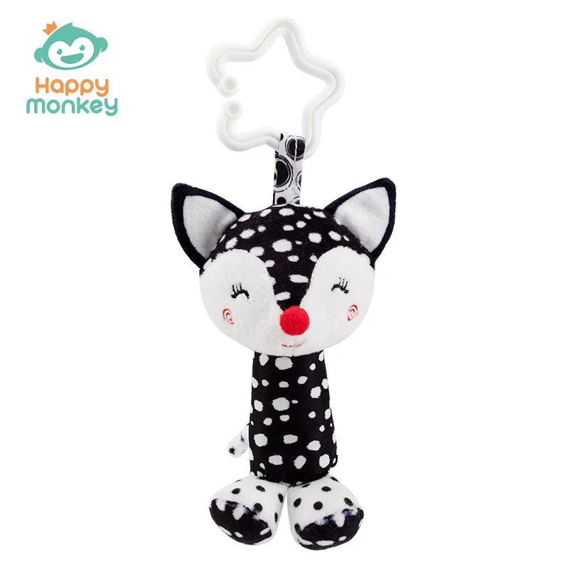 Ciondolo per carrello giocattolo con carillon a vento carino per bambini, mirino per inseguire il neonato, sonaglio comfort in bianco e nero