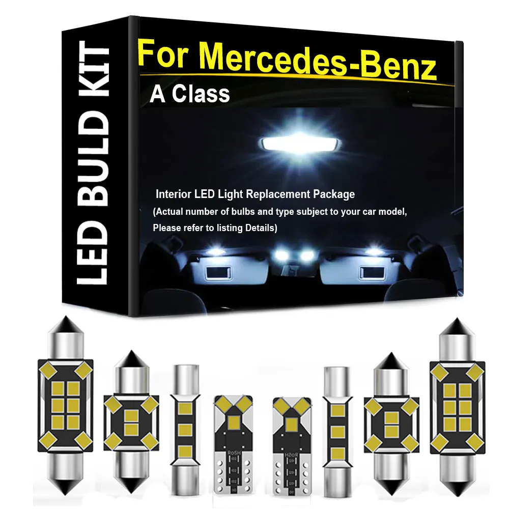 Complete LED Interior Map Dome Foot Plate Light Kit For Mercedes-Benz A Class W168 W169 W176