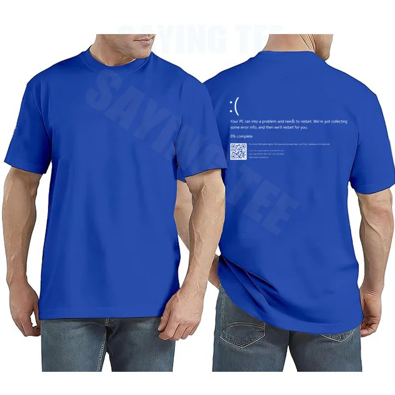 Lustiges Blue Screen of Death Geek Halloween Party Grafik-T-Shirt für Männer, Mode 404-Seiten-Druck, Programmierer Casual T-Shirt aus Baumwolle – Detail 12
