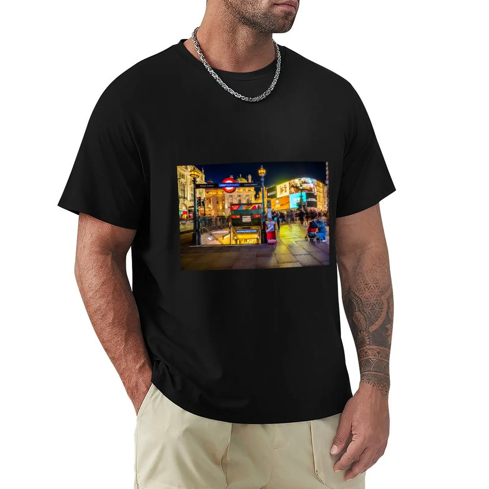 Camiseta con fotografía de Piccadilly Circus At Night London, camiseta deportiva de talla grande para gimnasio