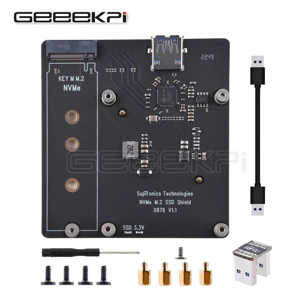 GeeekPi X876 M.2 NVME SSD Expansion Board For Raspberry Pi 4 Support Key-M 2280 SSD