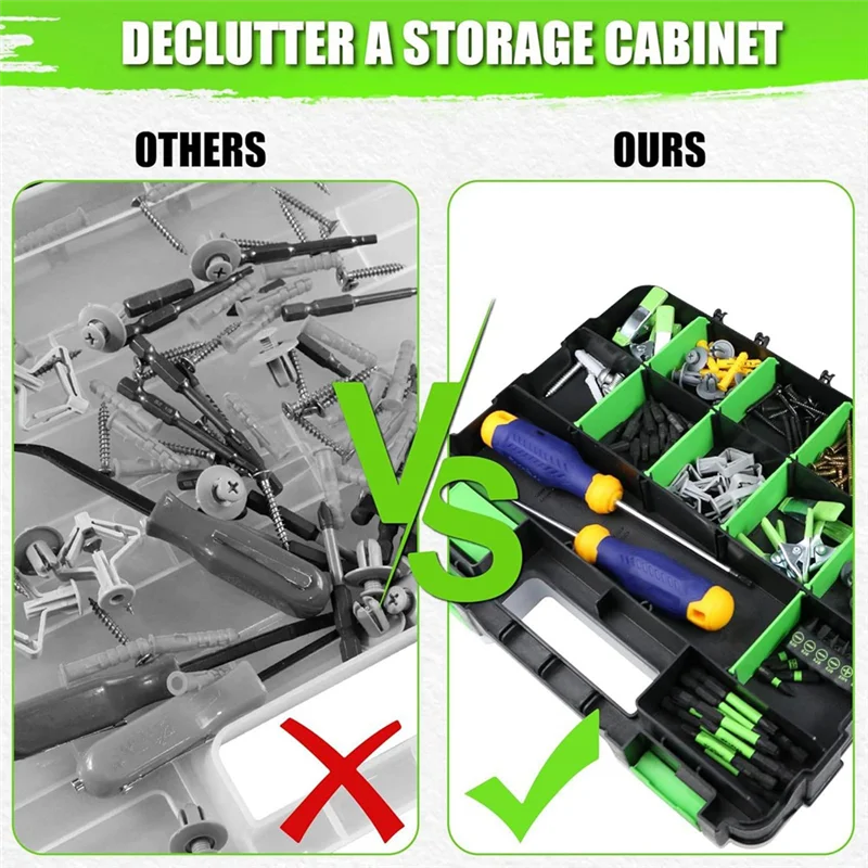 

A88E-Multipurpose Tools Organizer Box Hardware Storage Container For Nuts Small Parts Screw Fasteners- 34 Compartments