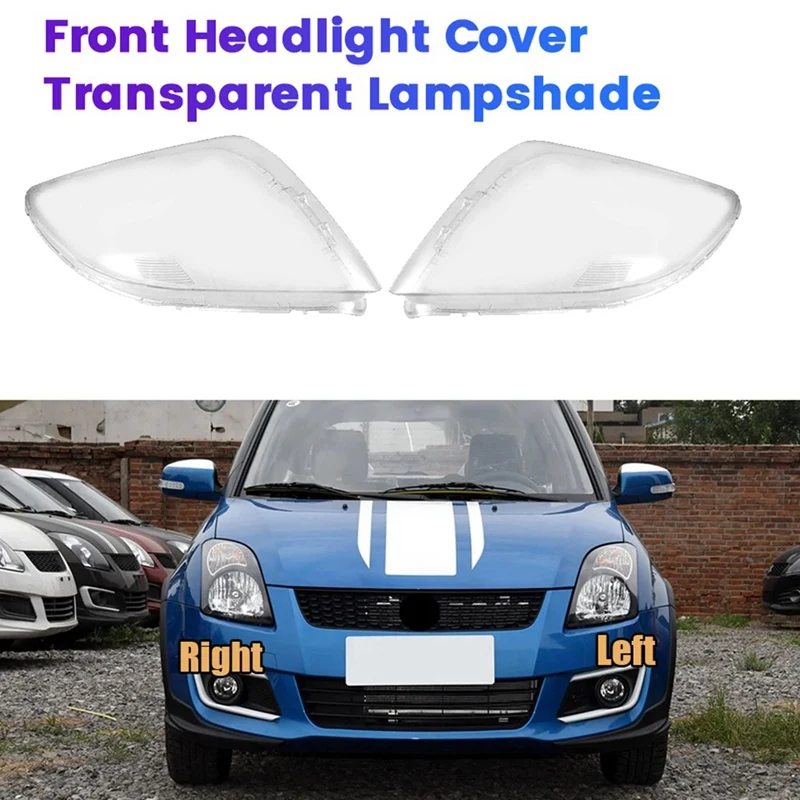 

1Pair Front Headlight Lens Cover Lampshade Shell For Suzuki Swift 2005-2016 Transparent Lights Glass Replacement Shell