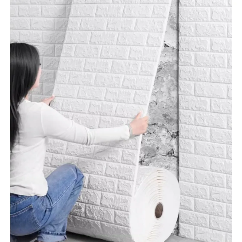 

Wallpaper self-adhesive 3d three-dimensional wall sticker waterproof and moisture-proof wallpaper wall hiding artifact foam bric