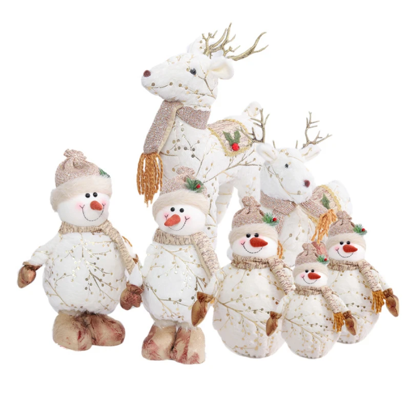 Big Santa Claus Snowman Reindeer Plush Dolls Toy Christmas Tree Decoration Ornaments Craft Figures Gift Home Decor New Year 2024