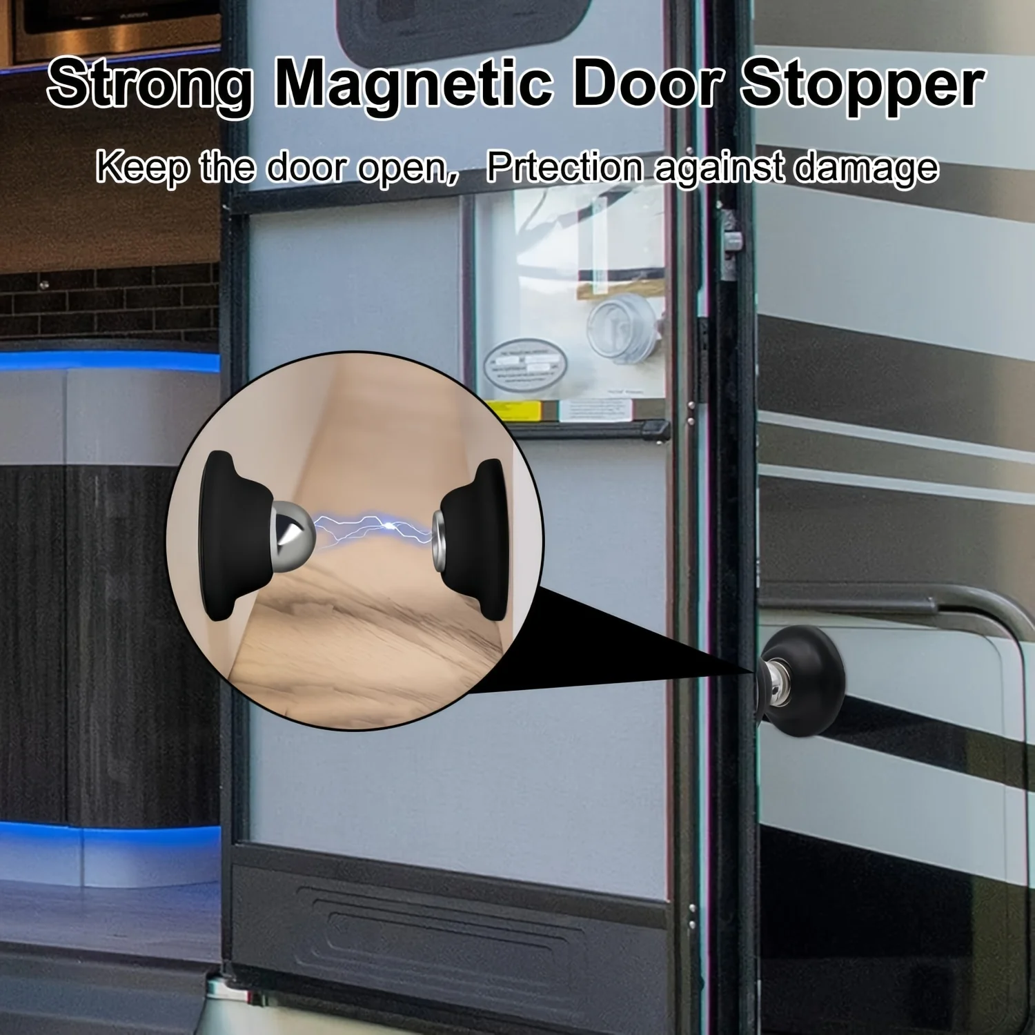 

1pcs Caravan Magnetic Door Stopper Drill Free Anti Collision Door Stop Bedroom Suction Cup Silent Door Stop RV Accessory