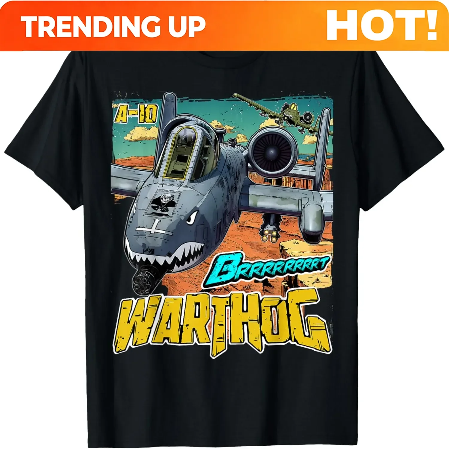 Customization A 10 Warthog Jet Airplane Comic Print Graphic Men's Casual T-Shirt Breathable Cotton Tee