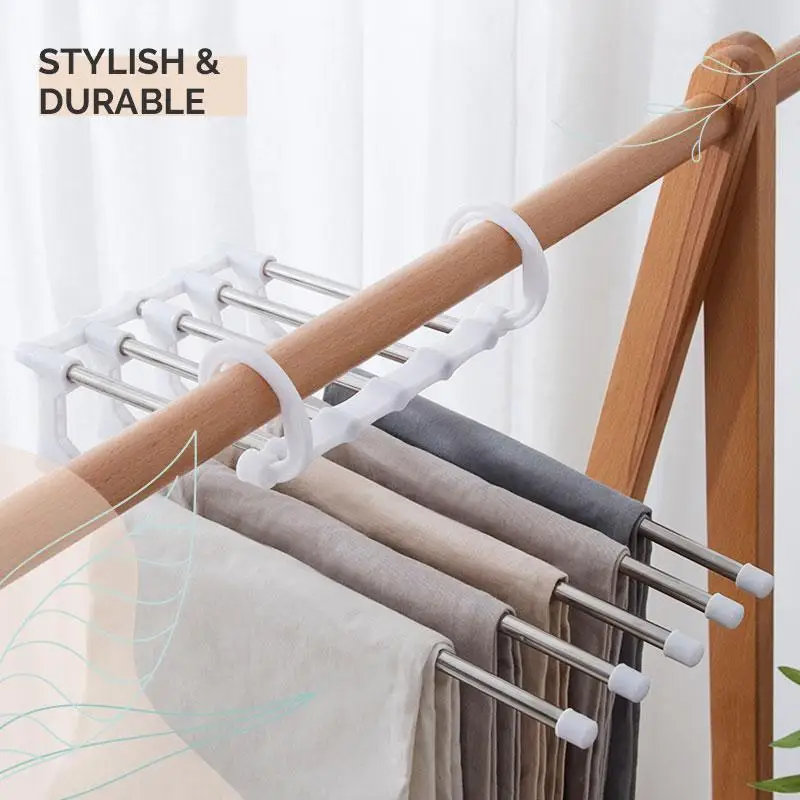 5 in 1 Trouser Storage Rack Multi-functional Wardrobe Organizer Pants Tie Storage Shelf Closet Organizer Magic Clothes Hanger