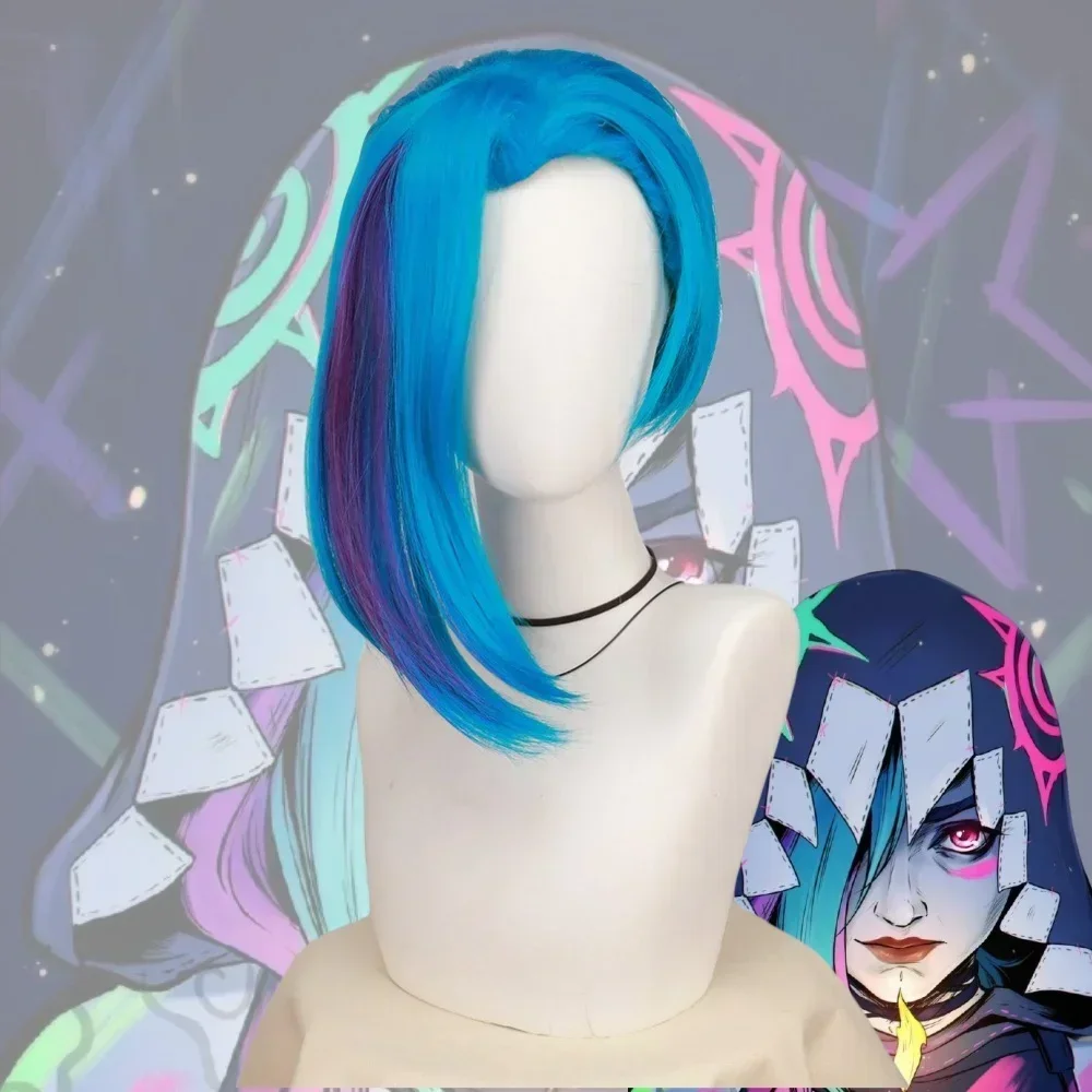 

Аниме Arcane Jinx, новый вид, косплей, игра, парик LOL, синий свободный парик из пушки, термостойкие парики из синтетических волос