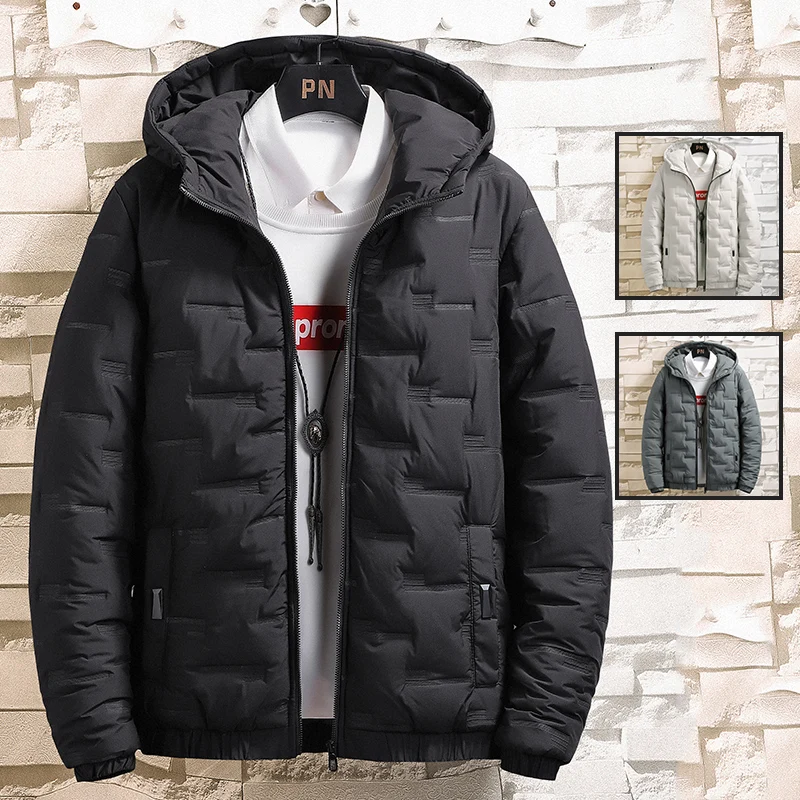 Winter Mens White Duck Down Jacket Warm Hooded Thick Slim Fit Puffer Jacket Coat Male Casual High Quality Overcoat Thermal