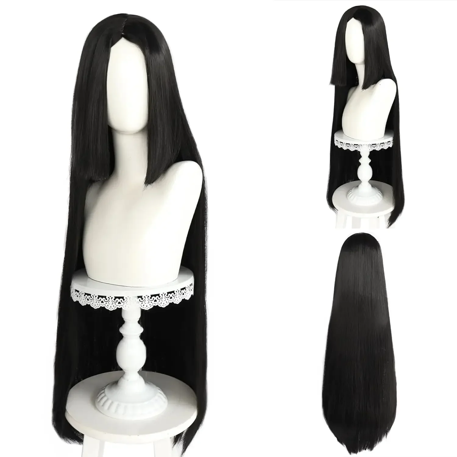 Boa Hancock-Perruque Sintético Longue Noire Lisse pour Femme, Tenue de Cosplay de Halloween