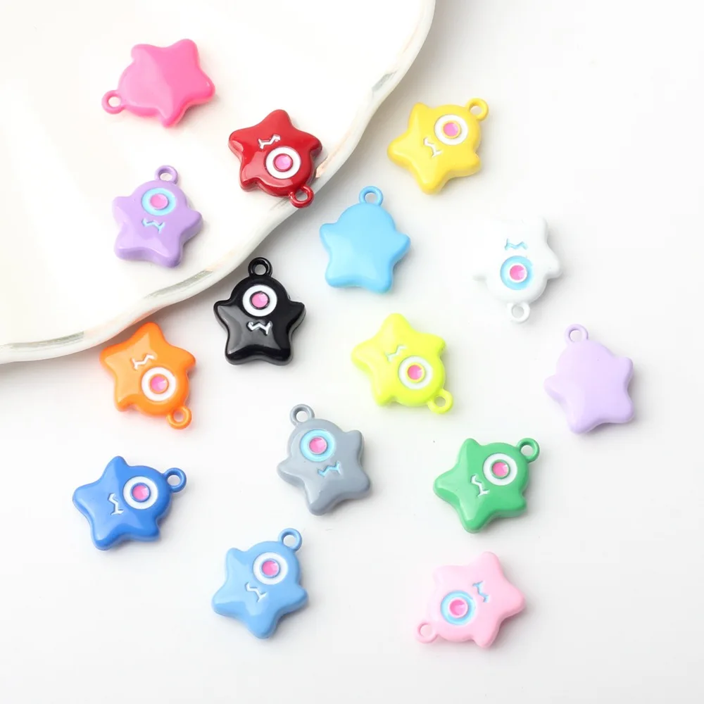 20 Pieces/Bag Simple Alloy One Eyed Five Pointed Star Colored Spray Painted Pendant DIY Bracelets Earrings Necklaces Jewelry