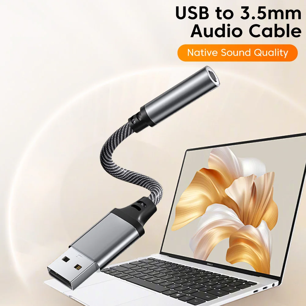 USB to 3.5mm Jack Audio Adapter Cable USB Male to 3.5 MM Female Aux Audio Converter 3.5 Jack Headphones Converter For PC Laptop