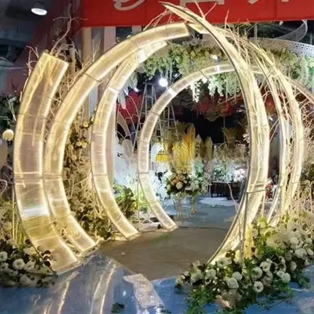 280x320cm) conjunto de telón de fondo de escenario de boda grande personalizado arco de soporte de fondo de Metal para decoración de salón de eventos de boda