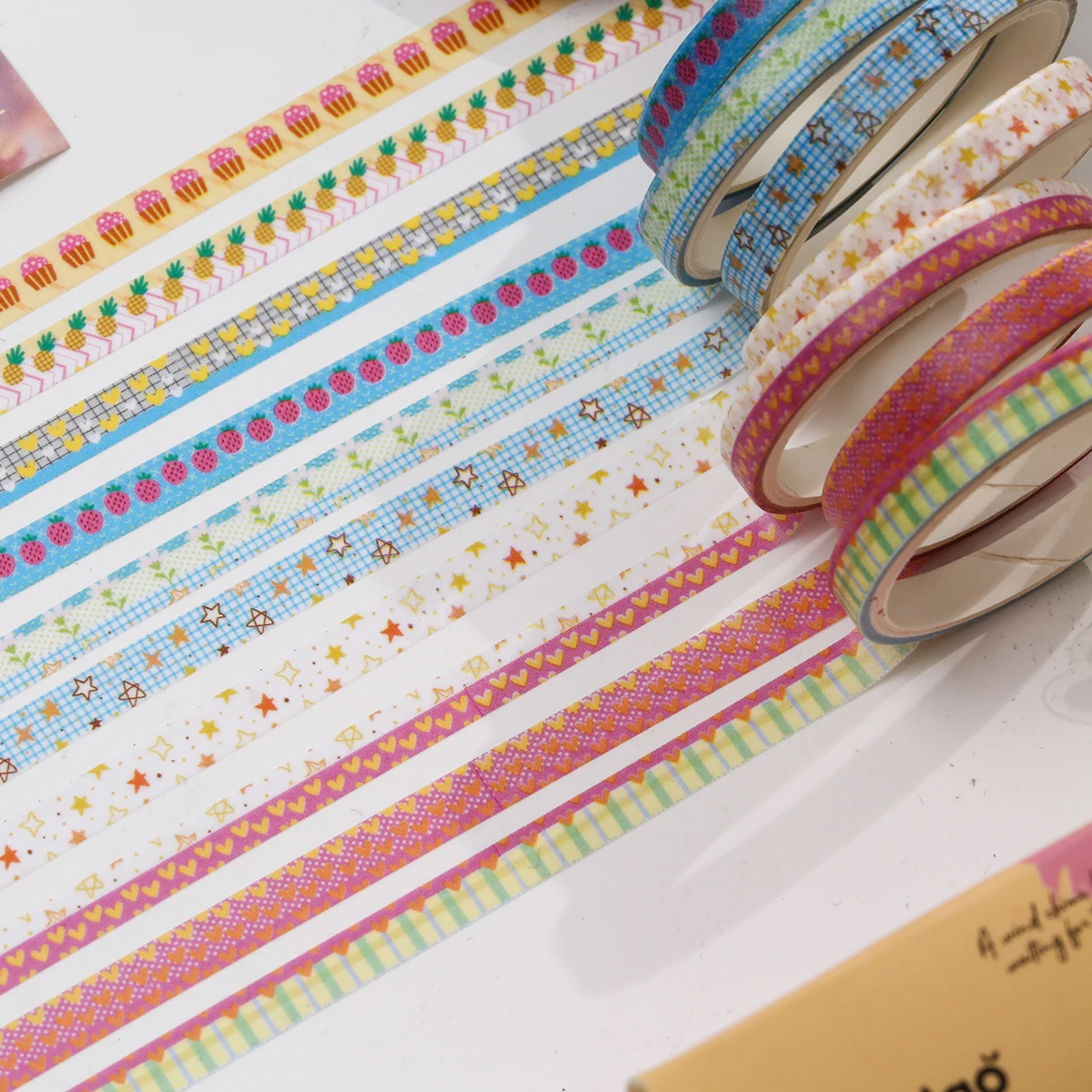 10 Rolls Retro Striped Washi Tape Set Handmade Scrapbooking Supplies Masking Decorative Tape DIY Journal Materials for Students